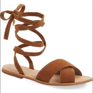 Hinge Size 8 Tan Brown Leather Lace Up Sandals